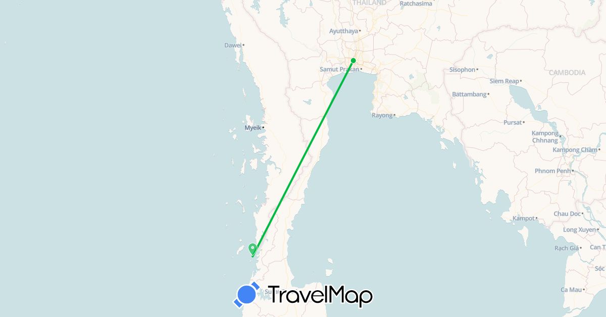 TravelMap itinerary: bus in Thailand (Asia)